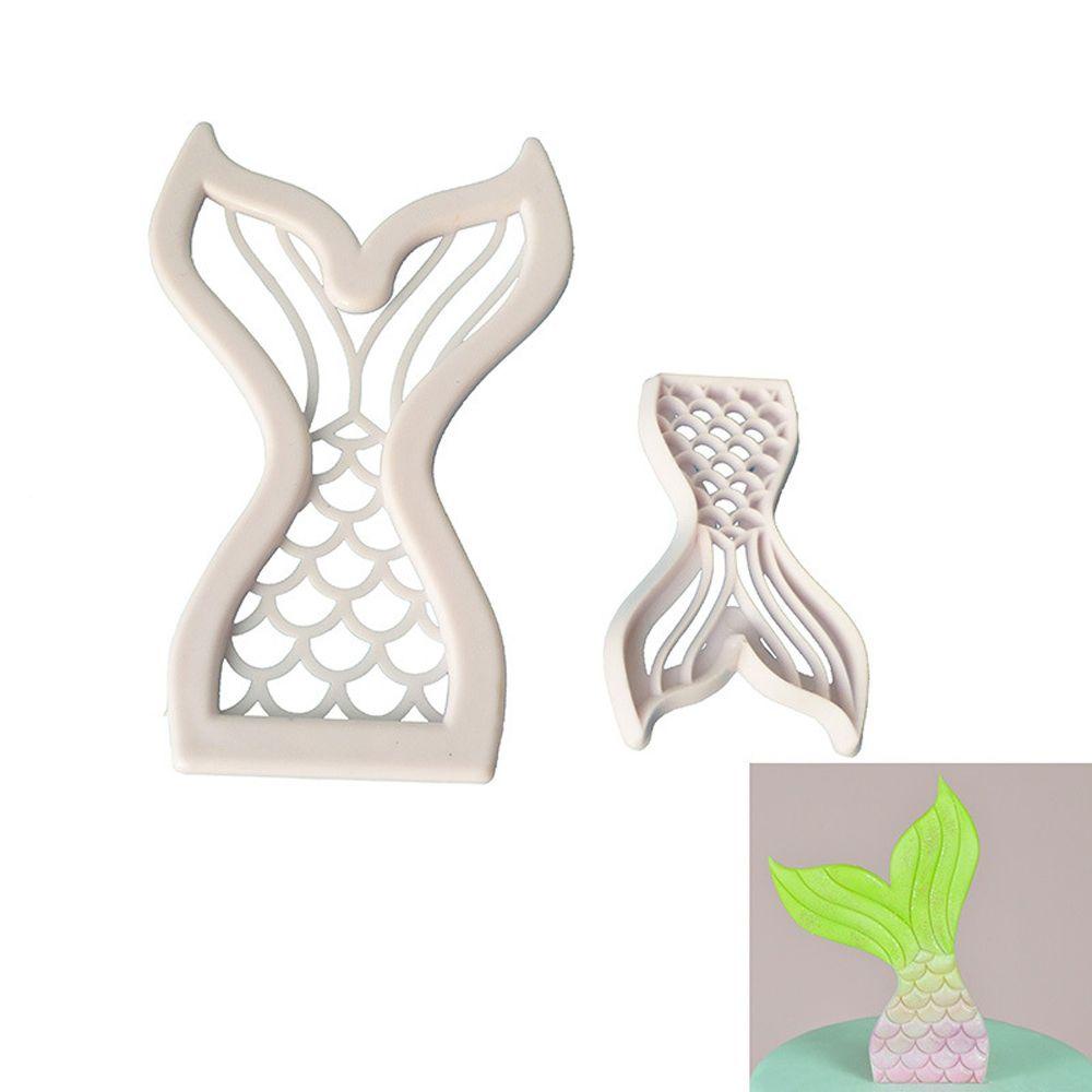 Populer 2pcs Cetakan Kue Mermaid Dapur Sugarcraft Alat Baking Cookie Cutter