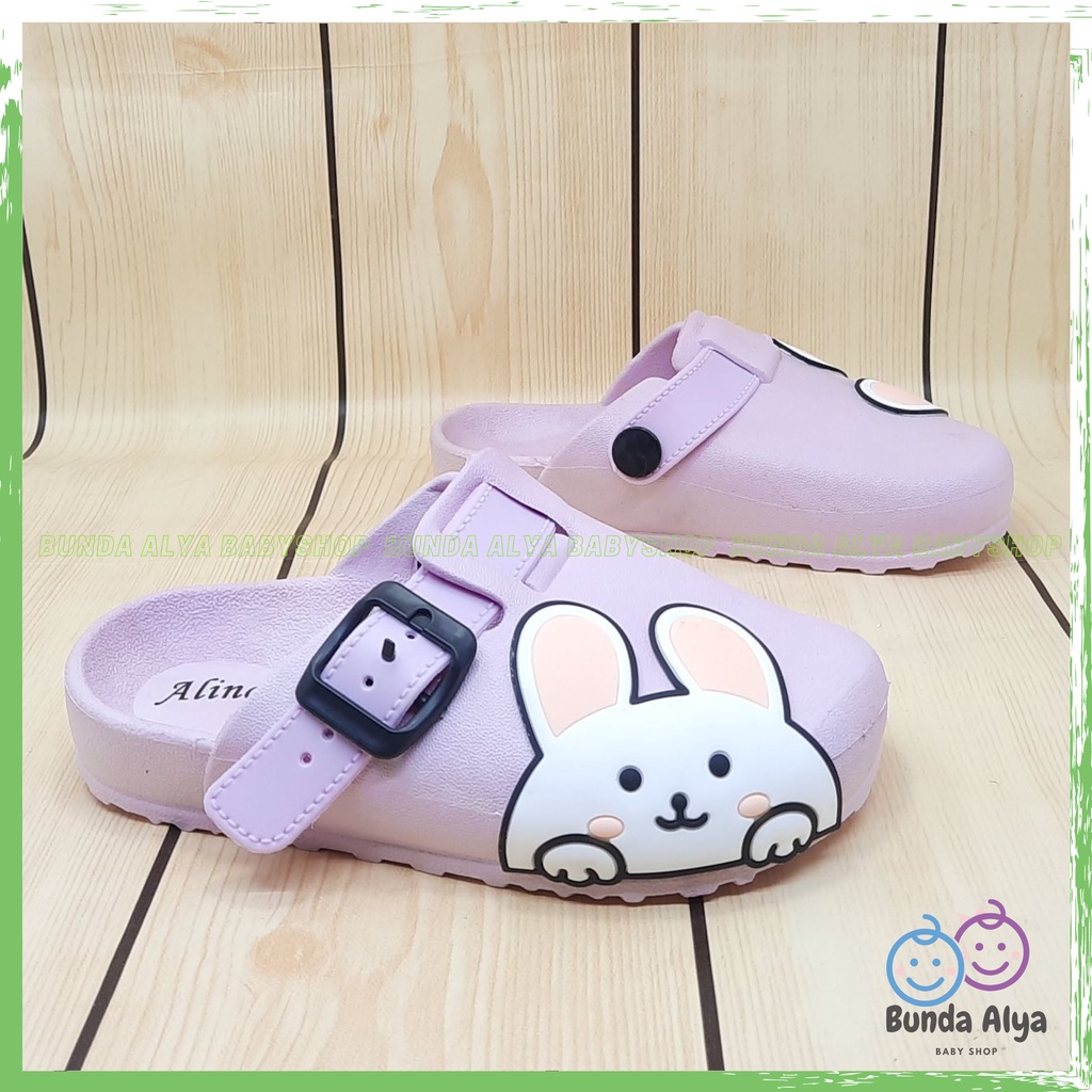 Sendal Anak Perempuan Usia 3 4 5 6 Tahun UNGU Motif Karakter Lucu  Sendal Anak Cewe Karet Elastis Anti Licin Model Kekinian Size 30-35