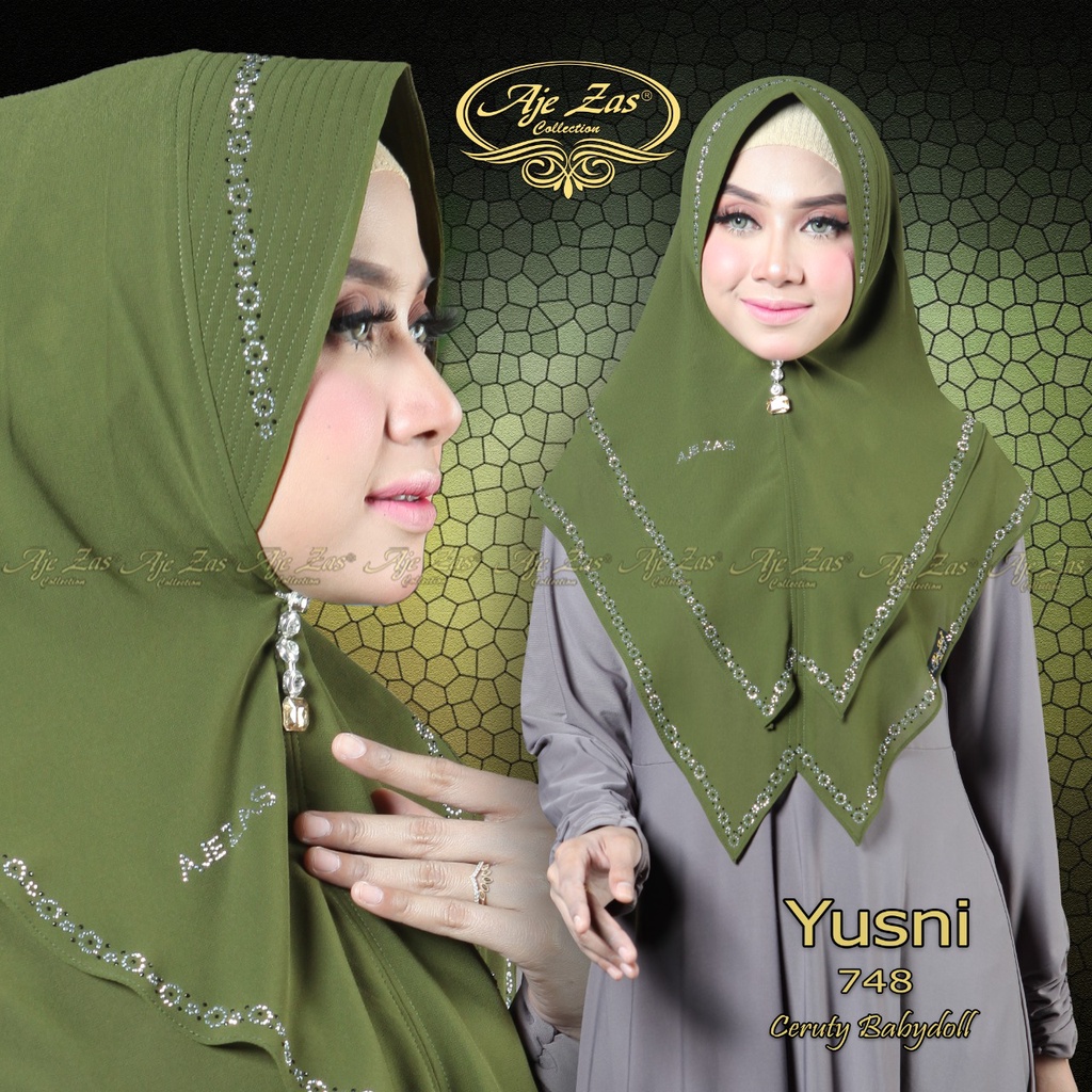 AJE ZAS - YUSNI Hijab Khimar Standar Pet Antem Payet Press Bahan Ceruti BabyDoll