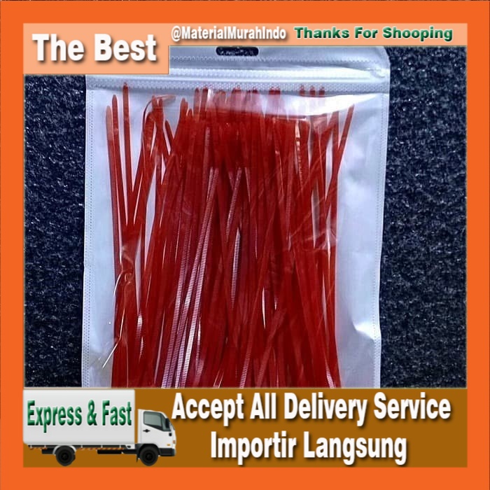 Cable Ties label tie 4x150 MM / Ties Kabel/Kabel Ties Bendera - merah