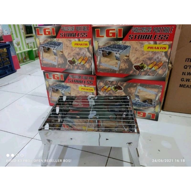 Panggangan Portable HC / LGI steinless / Alat Bakar Arang Lipat