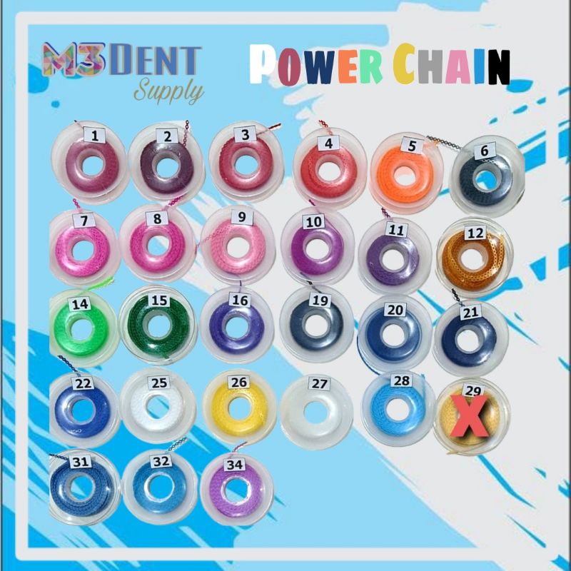 Dental power chain short meteran karet sambung rantai ortho behel penarik tarik merapatkan gigi