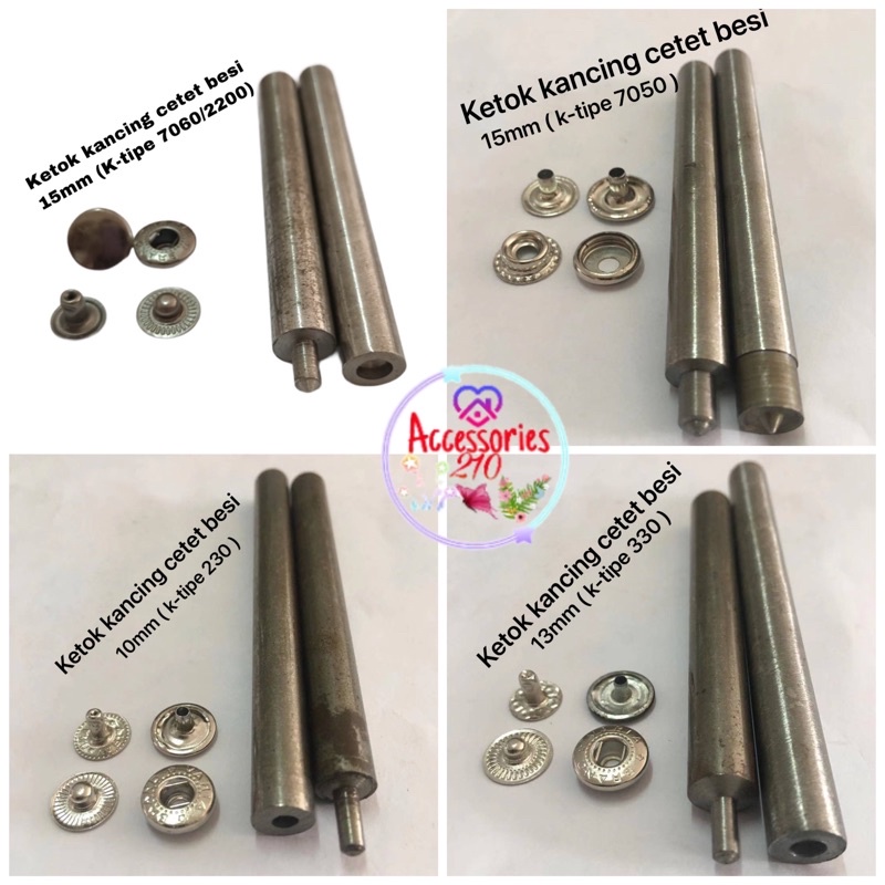 alat ketok kancing cetet besi / alat pasang kancing cetet besi / sets