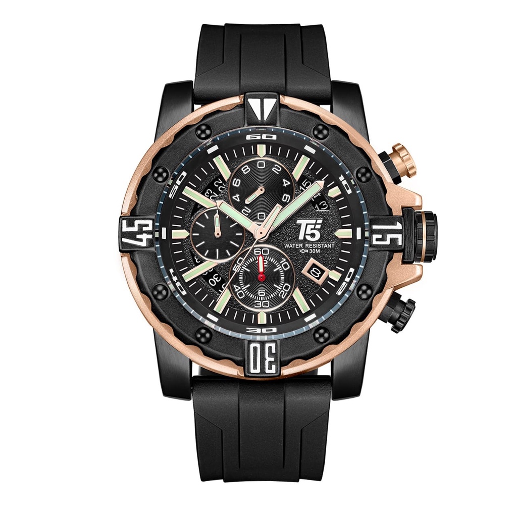 BEST SELLER JAM TANGAN PRIA T5 H3757G CRONO RUBBER ORIGINAL