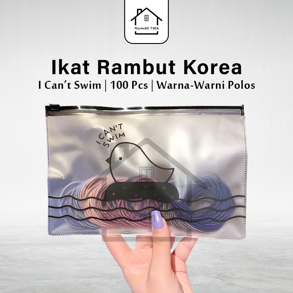 IKAT RAMBUT DEWASA ANAK POLOS TIPIS ISI 100PC KARET RAMBUT