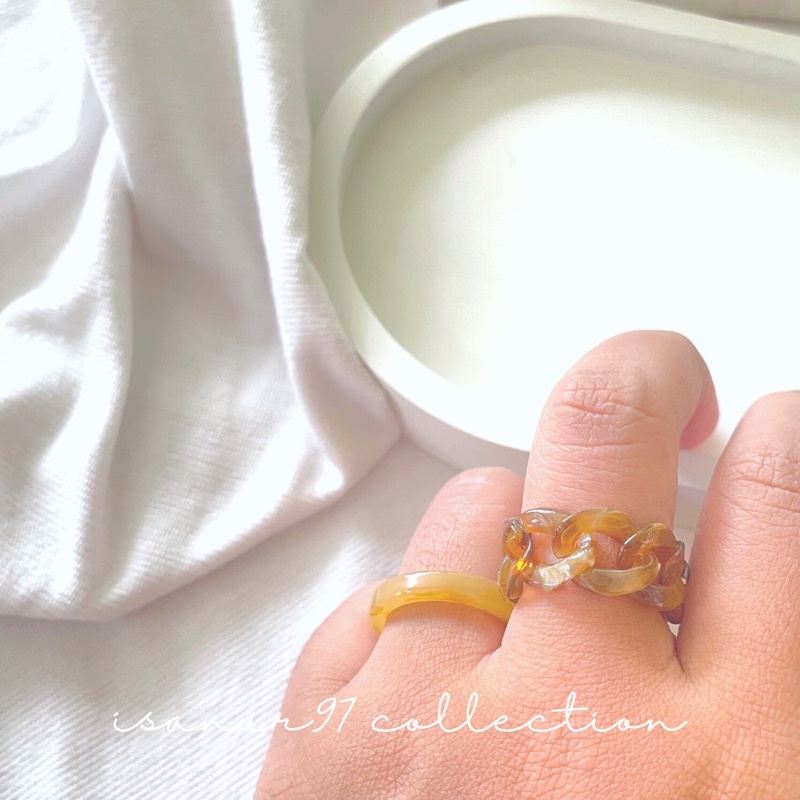 2Pcs/set RESIN RING | retro ring resin ring creative simple retro two-piece set personalized  cincin chain ring manufacture