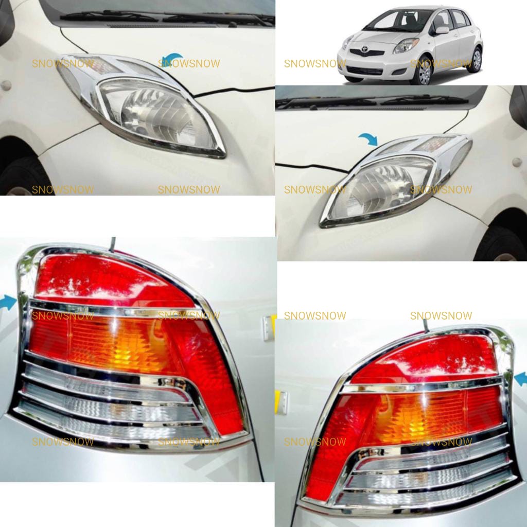Paket Garnish Lampu Depan Belakang Yaris Lama 2005 2008 2010 2013 Hitam Chrome