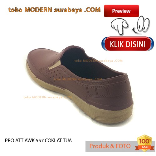 PRO ATT AWK 557 COKLAT TUA sepatu casual slip on karet