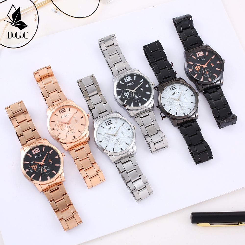 Tongtonges ✅COD Grosir Couple Pria Jam Tangan Wanita Fashion Analog Quartz Strap Rantai Watch Import C92