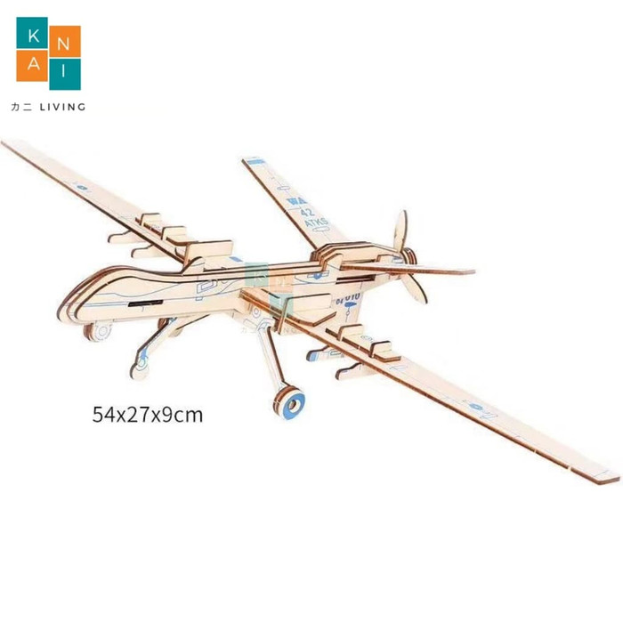 BISA COD 3D Puzzle Mainan Edukasi Wooden Puzzle 3D Drone Plane Pesawat BERKUALITAS