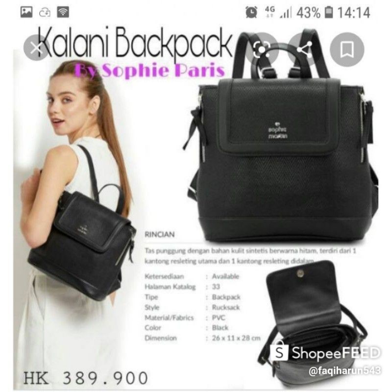 tas kalani backpack sophie paris promo