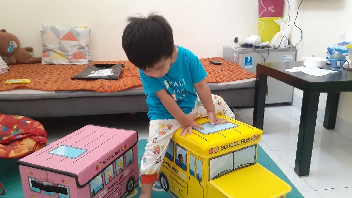 Storage Box Tempat Mainan Bag Storage Karakter Bus Polisi Box Mainan Anak Serbaguna Organizer Box