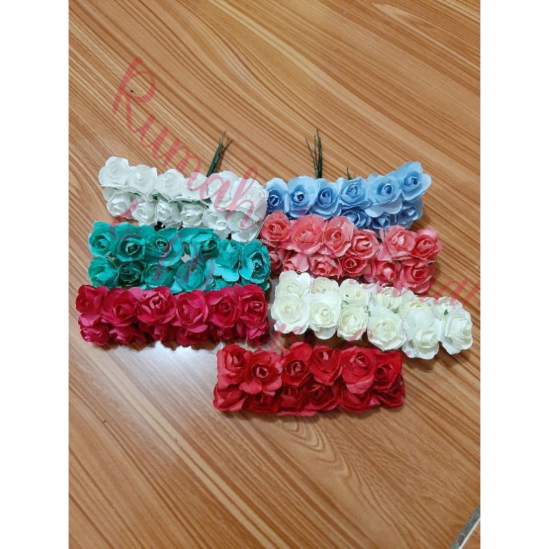 12pc Bunga kertas mini/bunga kertas/bunga mawar kertas/bunga kertas/bunga 144/bunga mawar spons