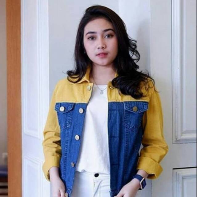 Jaket jeans kombinasi warna