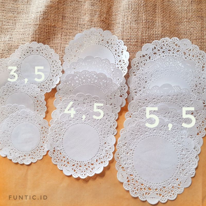 

[10 Lembar] Doilies Paper Doylies paper White 5,5 semua ukuran