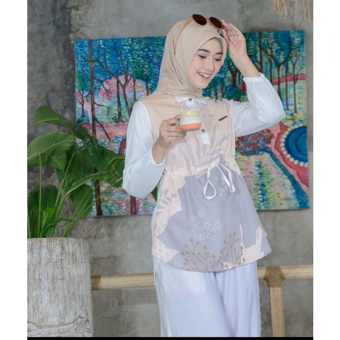 Tunik serut printing Malakai basic original, termurah