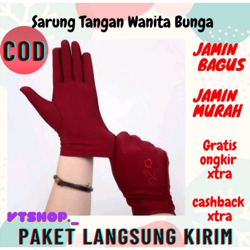 V621 - Pelindung Tangan /Sarung Tangan Wanita Flower Untuk Berkendara Sepeda Olahraga / Sarung Tanga