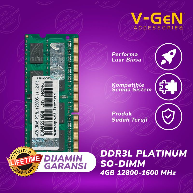 sodim DDR3L 4G 12800/1600 Mhz Low Voltage Platinum vgen