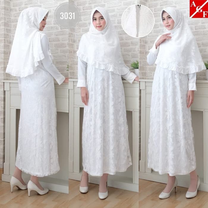 Baju Gamis Putih Wanita / baju muslim/ baju umroh