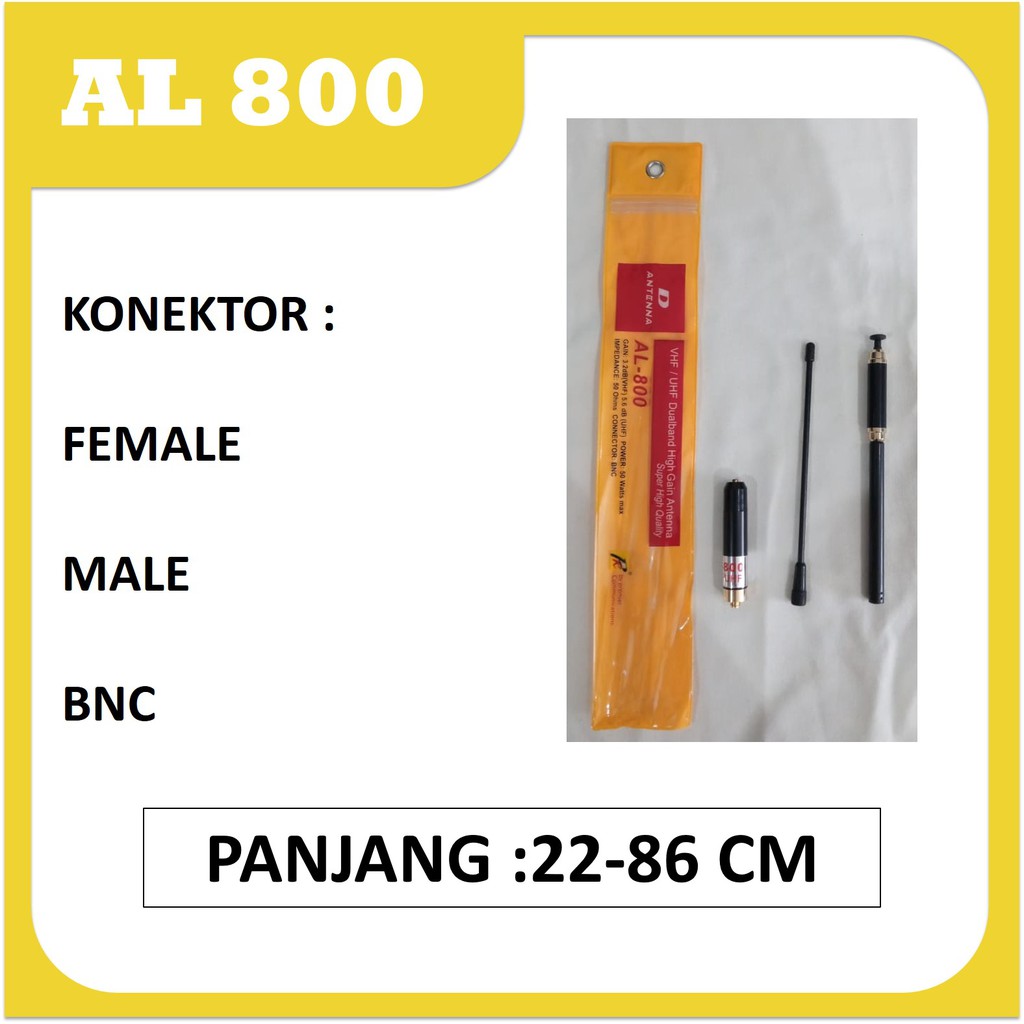 Antena AL800 Superstik, AL 800 Dualband Vhf Uhf Super Stik stick buntut tikus double loading hitam