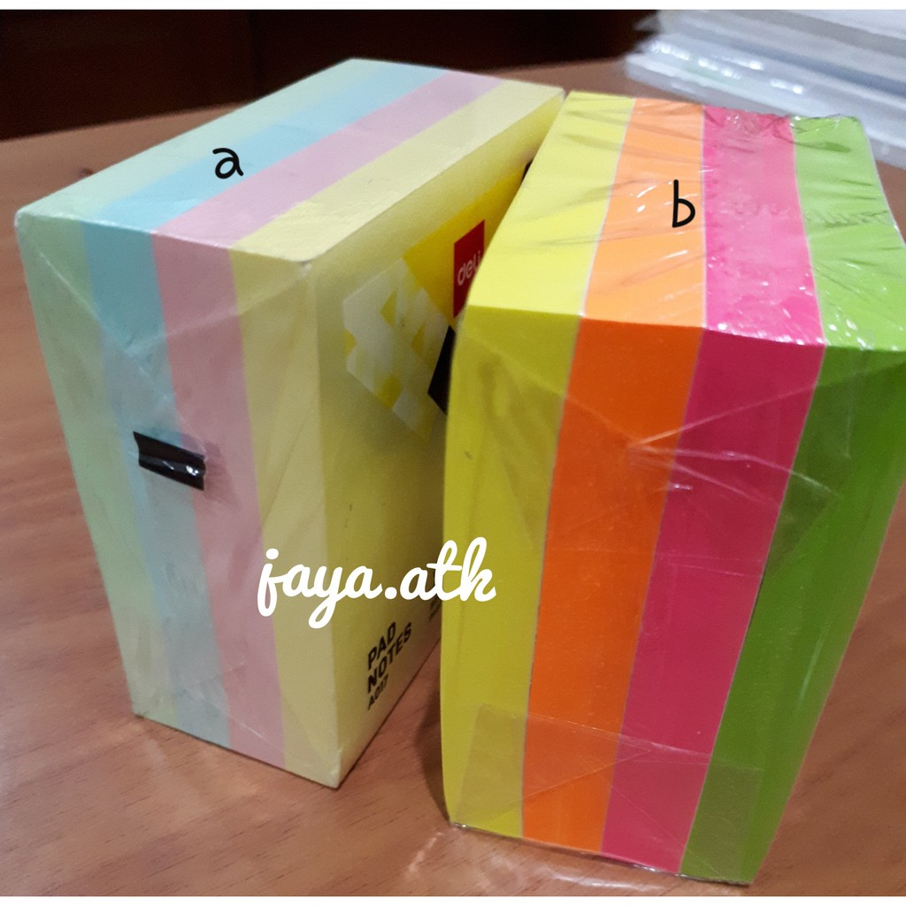 Sticky Notes/Pad Notes/Memo Tumpuk Tempel 4 Warna 76 x 76 mm Deli