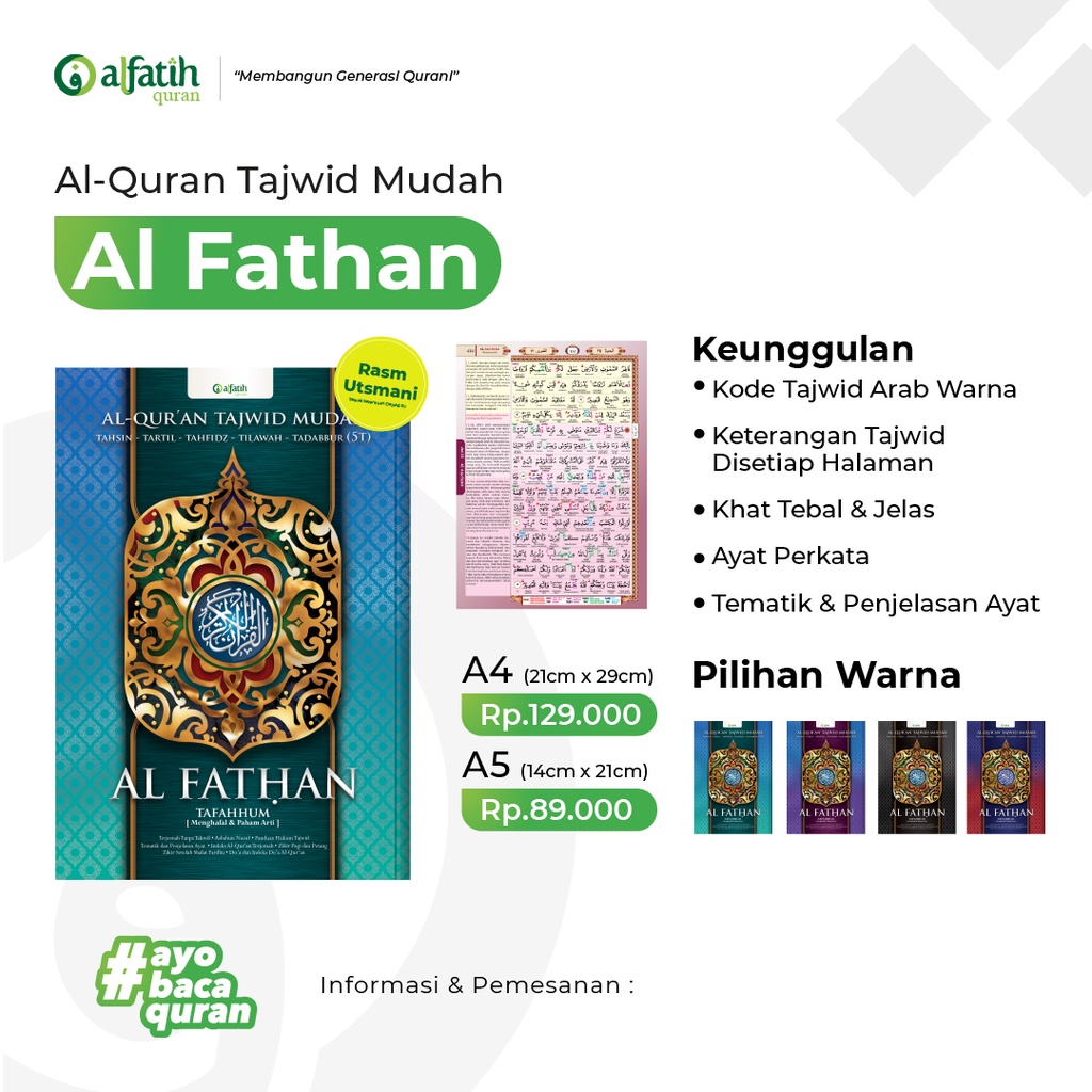 Alquran Al Fathan Ukuran Sedang A5 Al-Quran Al Quran Tajwid Terjemah Perkata Tanpa Takwil Tafahhum A