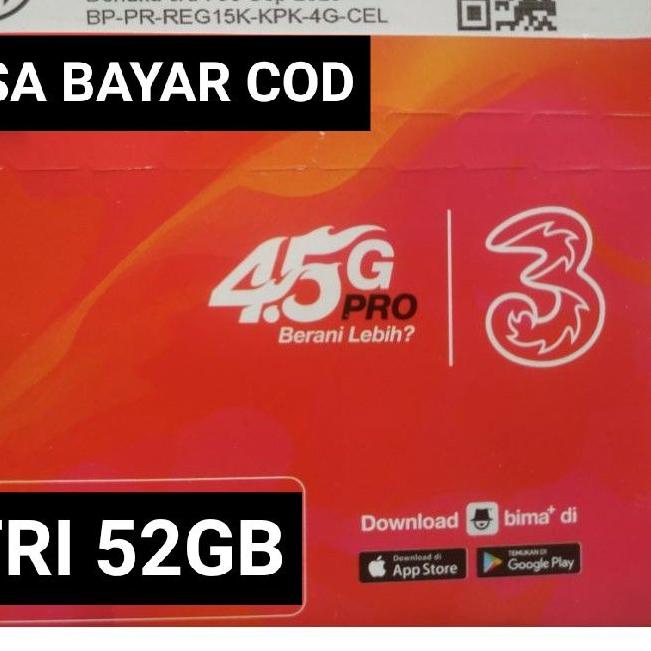 Diskon✔️PERDANA TRI 52 GB UNLIMITED YOUTUBE 1GB PERHARI (MADURA)|SQ7
