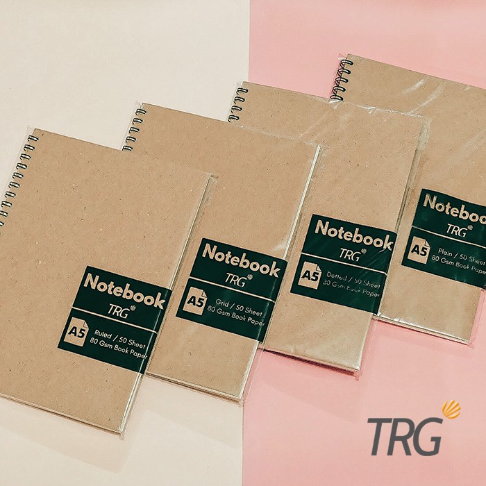 

TRG - Buku Tulis Catatan A5 Bookpaper Dotted Grid Plain Ruled TRG - TRG Kraft Cover Spiral Notebook