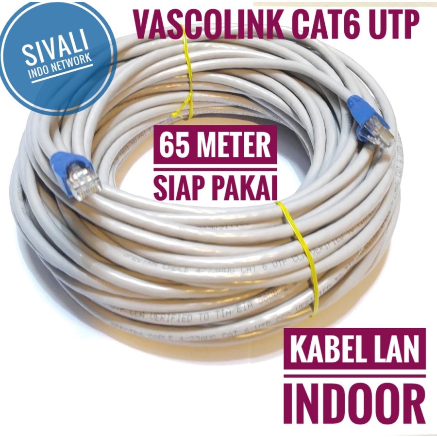 65 METER VASCOLINK KABEL LAN CAT6 SIAP PAKAI