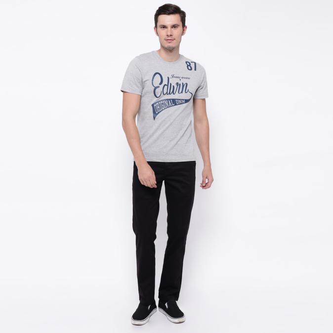 New Product Edwin Celana Jeans Chinos 63-93-Black Regular Fit Pria Panjang Hitam Free Ongkir