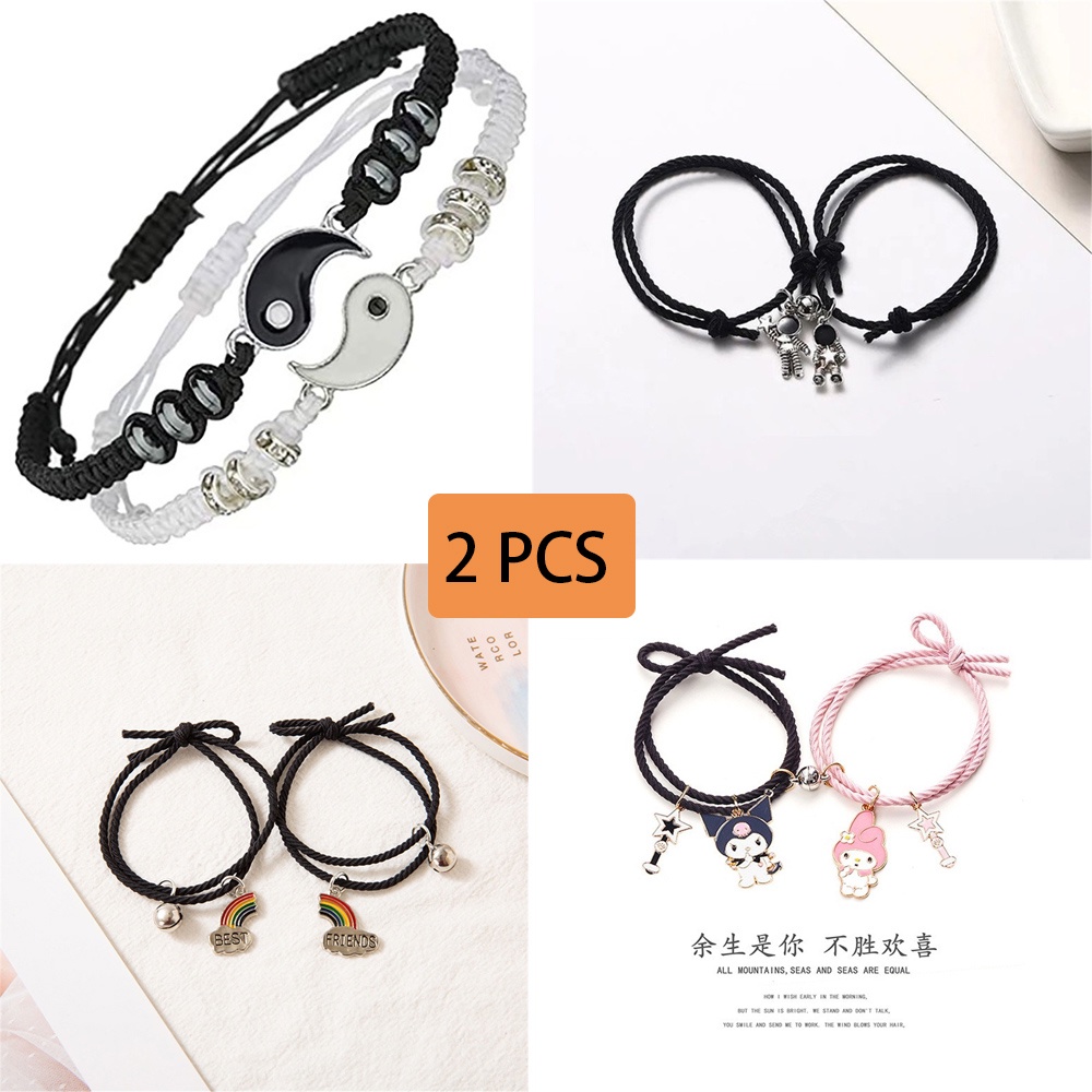 【kirim dalam 24 jam】 2pcs Gelang Tai Chi Couple Bracelet Tali Pasangan Magnet Attract Persahabatan B