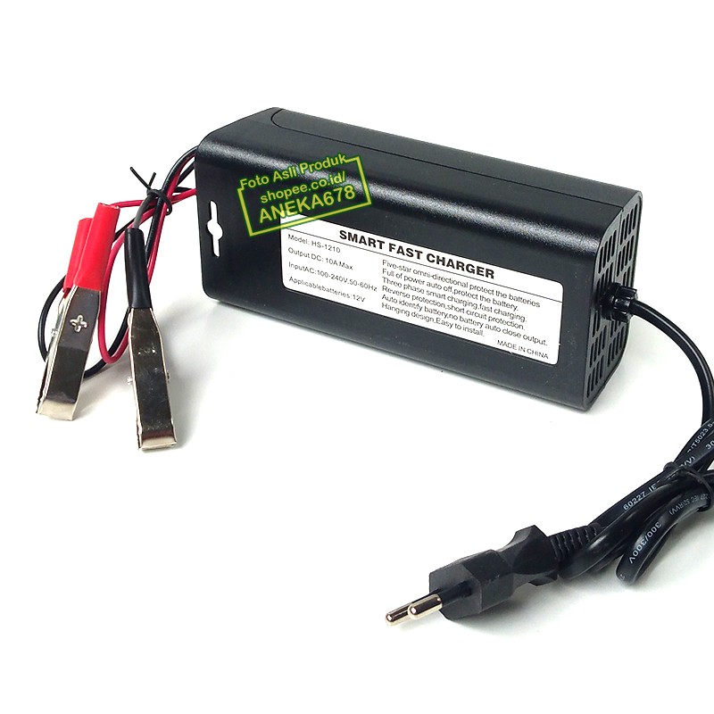 CHARGER AKI 10A 12 VOLT CAS ACCU 10 A MOBIL MOTOR V SMART FAST HS 1210 AMPERE