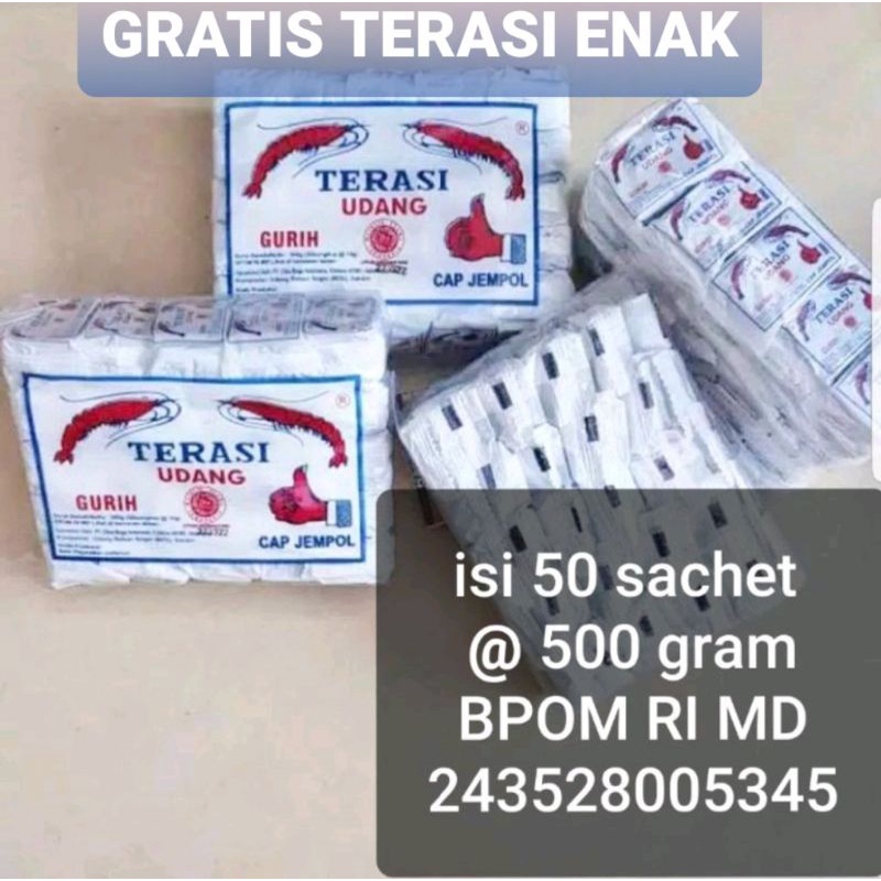 

Terasi udang cap jempol 1 pack ( isi 50 sachet = 500 gram )