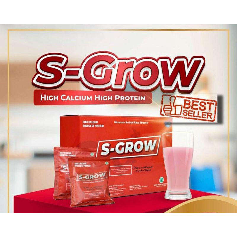 

S-GROW Suplemen Susu Peninggi Badan 1 Box Isi 10 Pcs Kalsium Terbaik Sgrow Strawberry Flavour