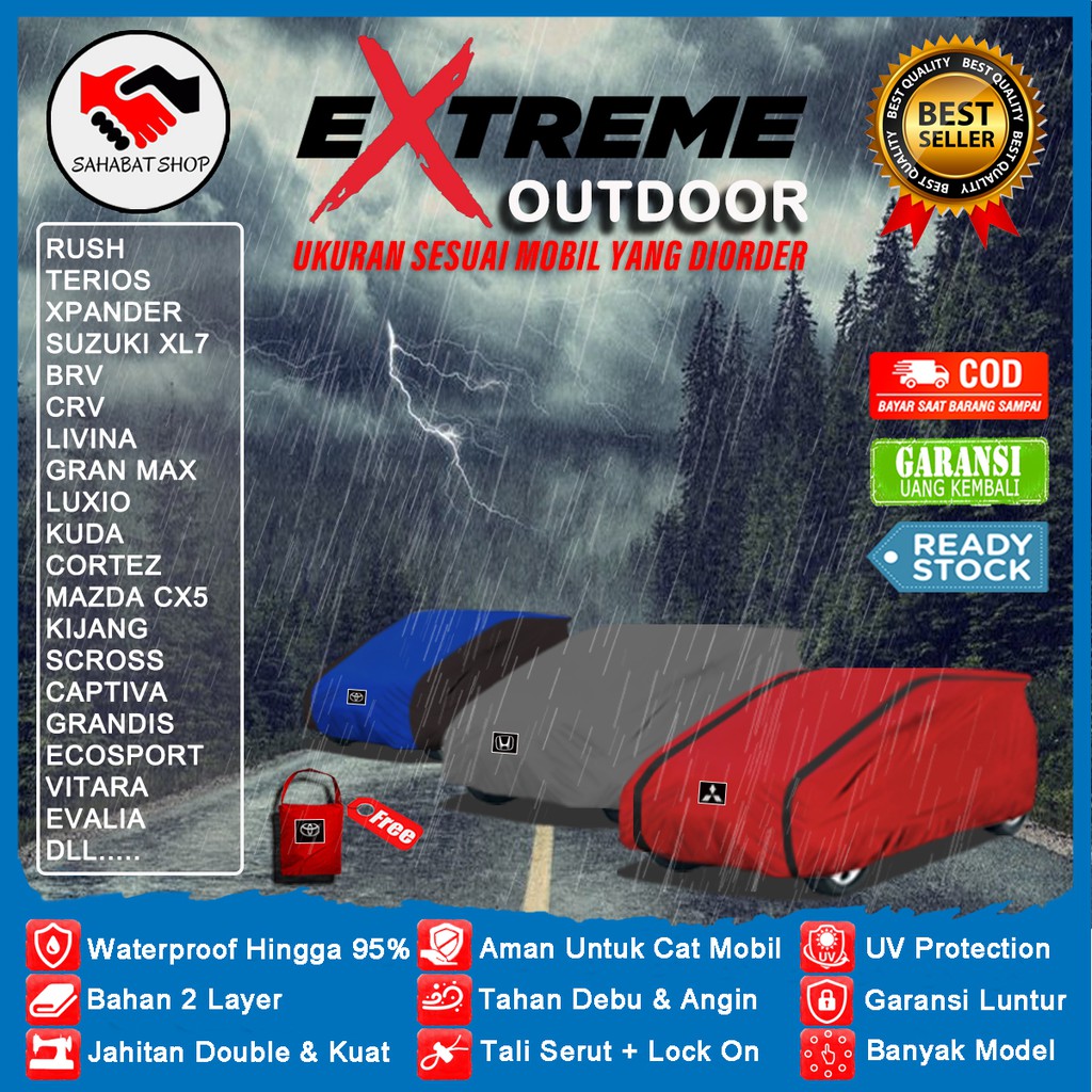 Body Car Cover Waterproof Sarung Mobil Outdoor Rush Xpander Kijang CRV Terios XL7 BRV Livina Grandmax APV Luxio Captiva Kuda Vitara CX5 Grandis Selimut Tutup Mantel Mantol Jas Penutup Tutupan Krudung Anti Air Panas