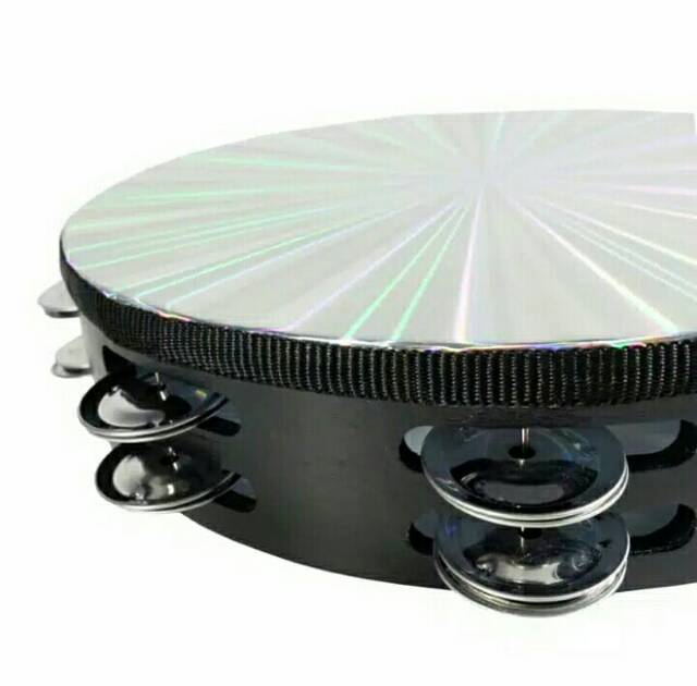 Tamborin hologram 10 inch atau 8 inch tambourin kecrekan krecekan alat tabuh Tambourine