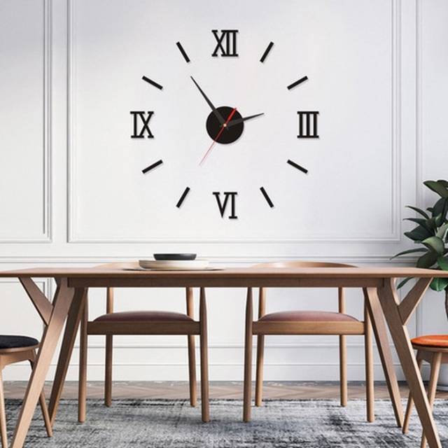 Frameless DIY Large Number Wall Sticker Home Decor Art Clock (Big) Angka Romawi