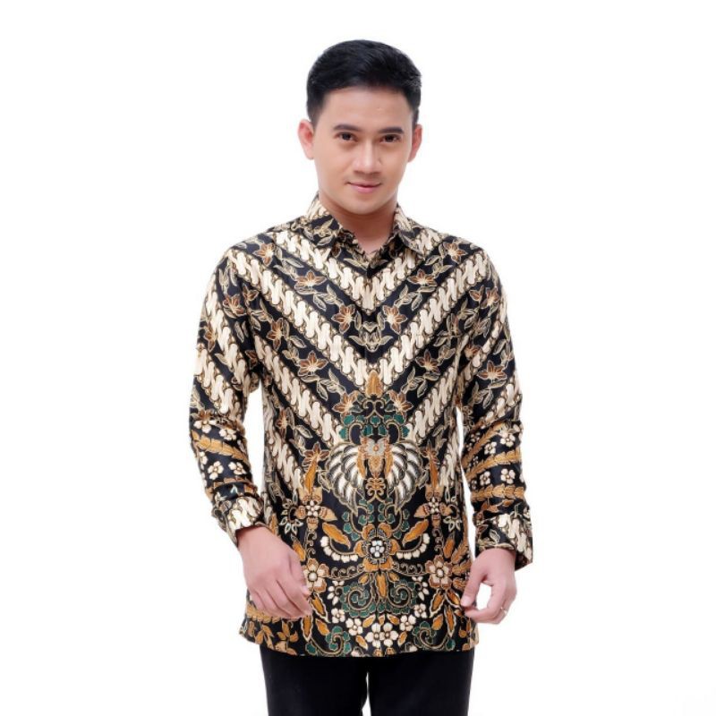 Distributor Atasan Baju Batik Cowok Premium Semi Sutera Silky Berfuring Kantor Kerja Lengan Panjang Kondangan xbn8K1UybqWAdr