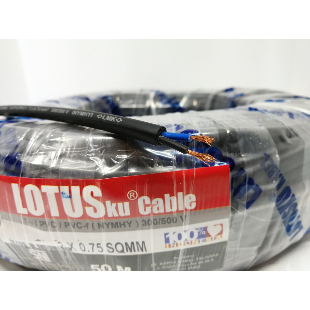 Kabel Listrik Serabut LOTUSku NYMHY 2x0,75 2x0.75 50meter (50m)