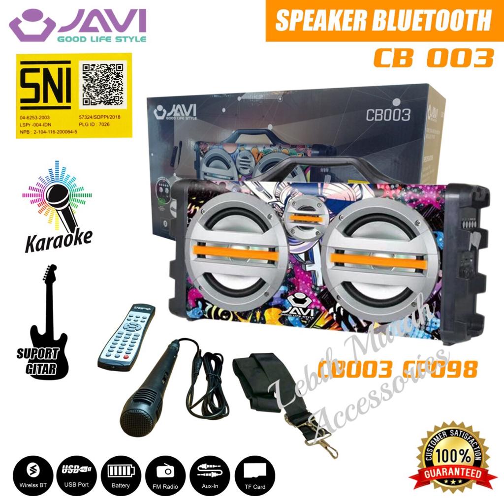 Speaker Bluetooh JAVI CB003 Dual Subwofer Stereo + Mic/Remote Support Input Gitar Speaker Karaoke Speaker Aktif Speaker Gede Speaker Superbass Speaker aktip