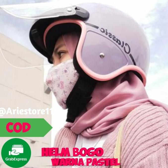 Helm Bogo Wanita Dewasa Retro SNI Klasik Cewek Hijab