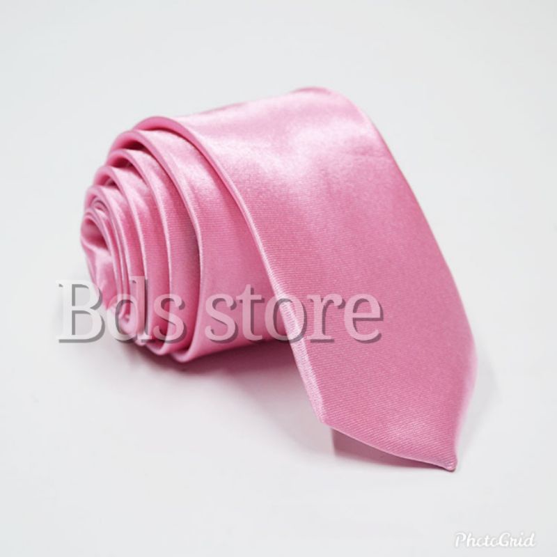 Dasi polos satin warna pink 2 inchi