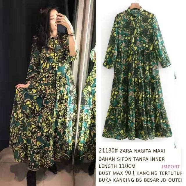 Maxi Dress Panjang Sifon Outer Outwear Panjang Cassual Summer Motif Bunga Murah Import Best Seller N