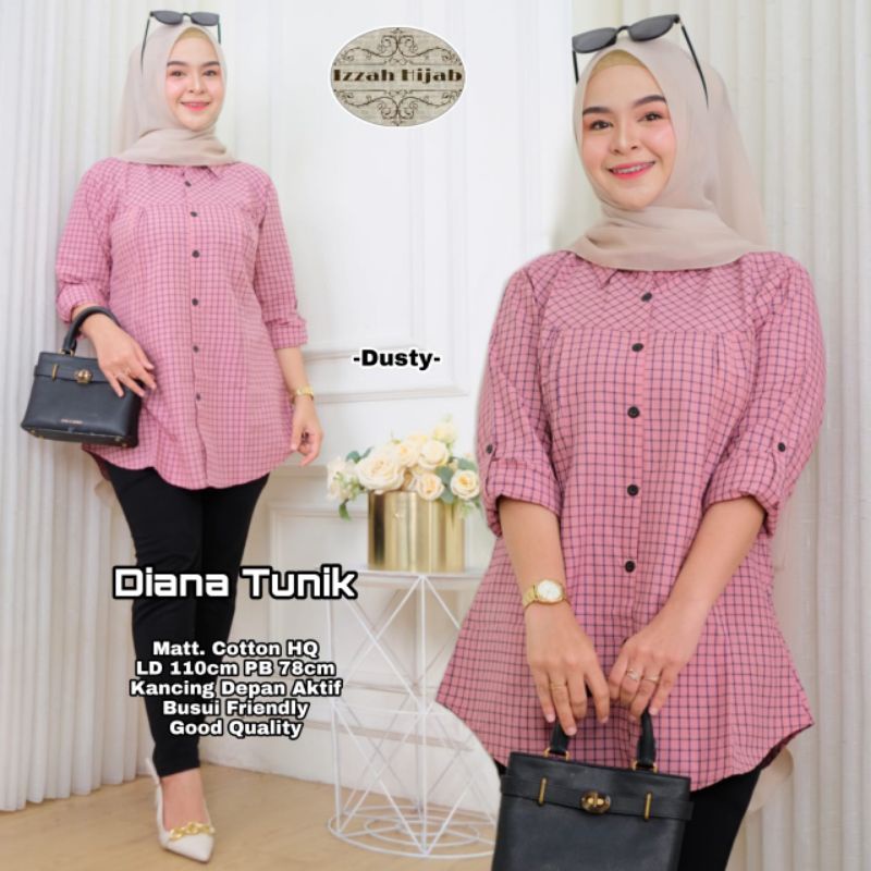 Tunik motif kotak kotak kecil Cotton HQ