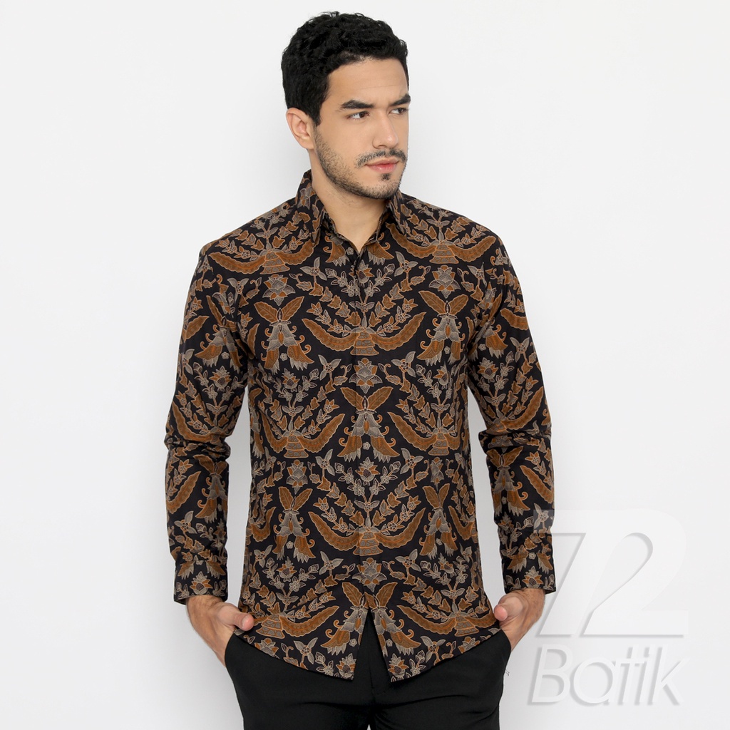 BATIK PRIA LENGAN PANJANG Kemeja Hem Slimfit Premium Warna Hitam 721094 CAP 72 - Baju Kemeja Atasan Pakaian Setelan Batik Pria Cowok Laki Laki Remaja Keluarga Kantor Lengan Panjang Modern Slimfit Slim Fit Premium Kekinian