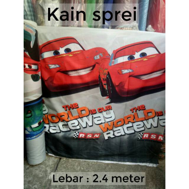 BAHAN KAIN SPREI KATUN MOTIF KARTUN CARS / BAHAN KAIN MOTIF KARTUN ANAK TAYO / sarung bantal anak
