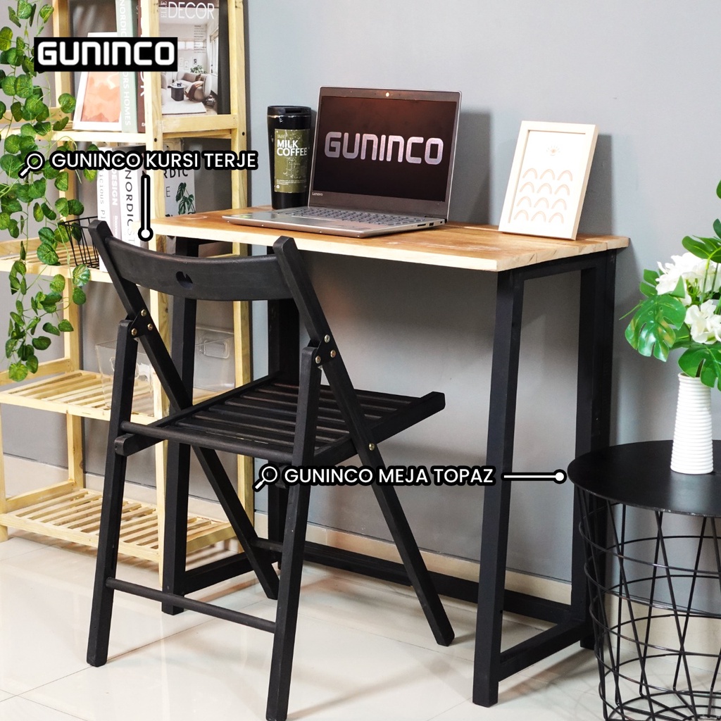 MEJA LIPAT KERJA Kaki Besi Hollow Kaki Kayu Solid Meja Caffe Meja Belajar Minimalis
