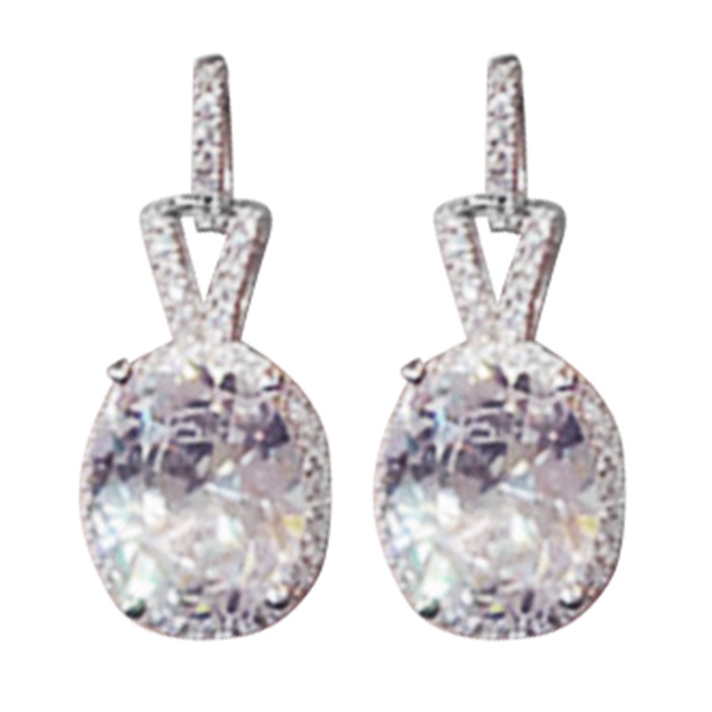 Fancyqube Anting Juntai Cubic Zirconia Aaa Warna Silver Untuk Wanita