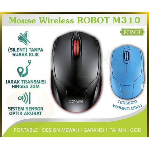 WIRELESS OPTICAL MOUSE ROBOT M310 ORIGINAL GARANSI RESMI 1 TAHUN