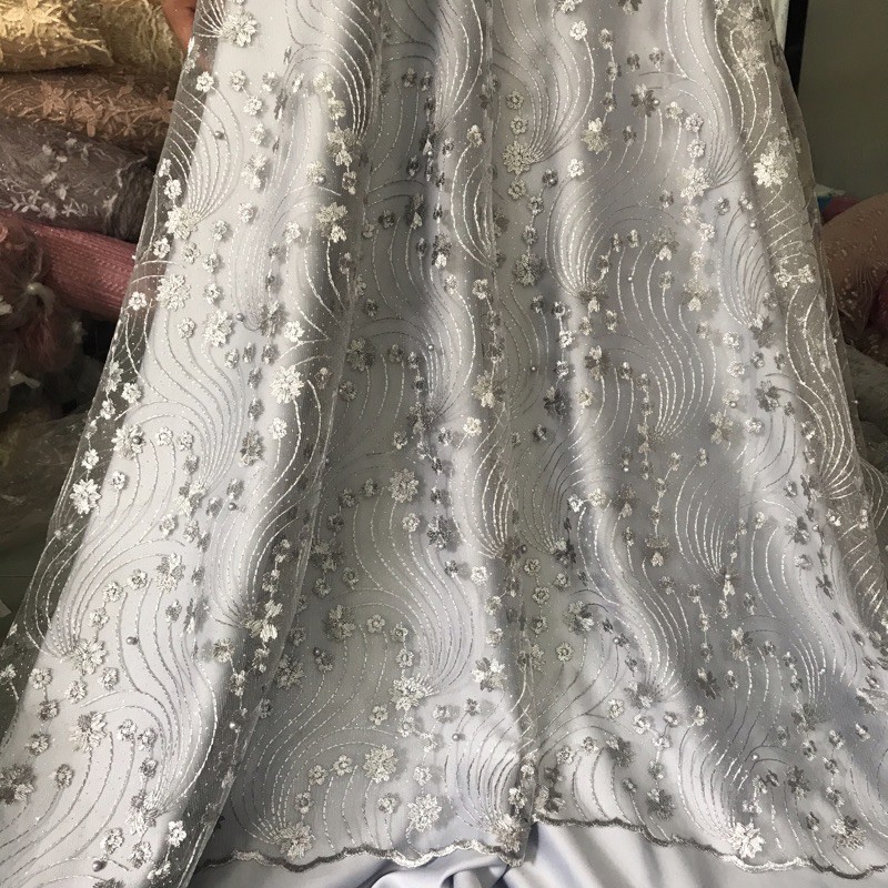 kain tulle akar mutiara bunga